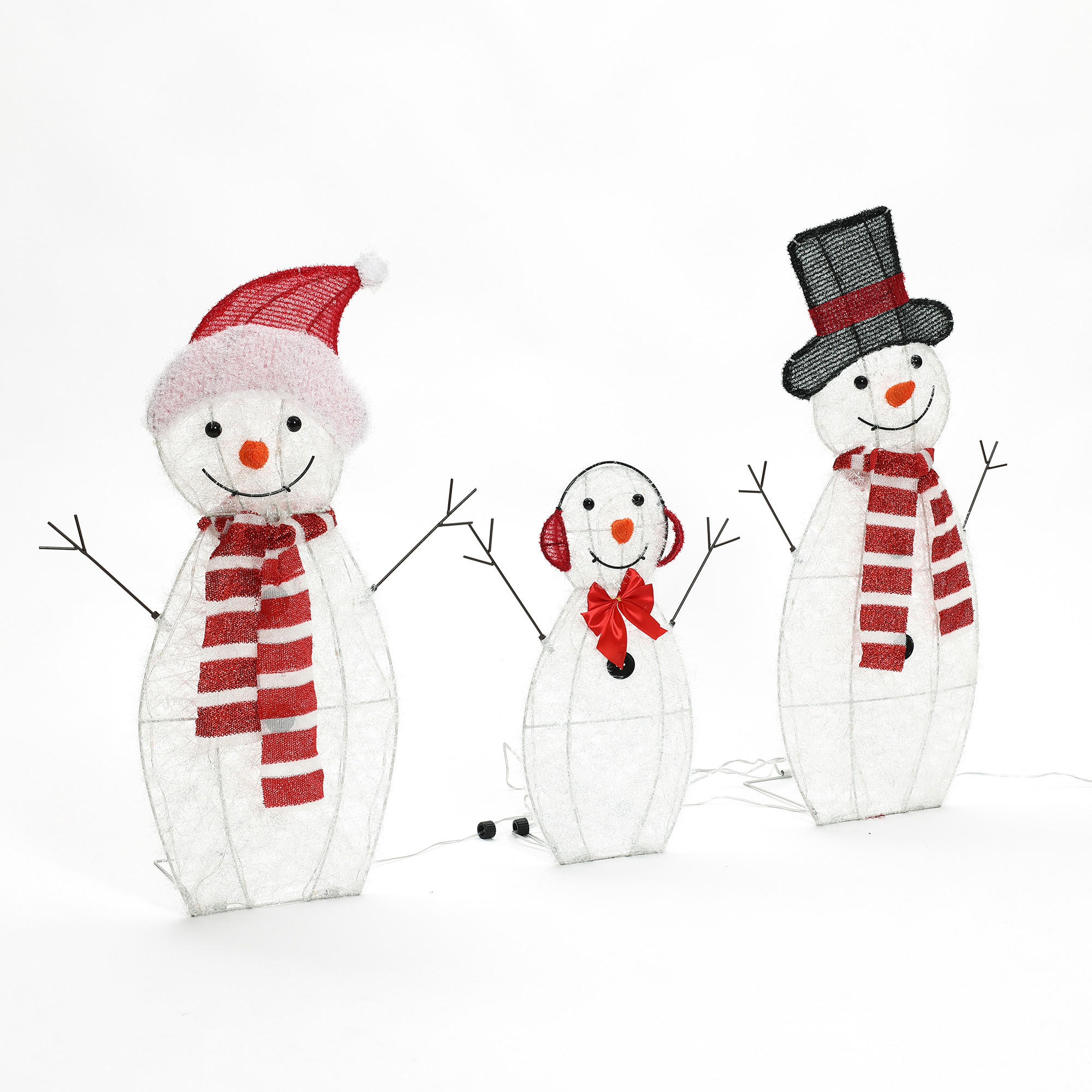 Hometopia Led-Schneemann-Familie Weiß 159x79x20 cm