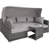 RATTANLOUNGE San Marino,mit Sicherheitsglasplatte, variabel aufstellbar,grau - Grau, Kunststoff (68/131cm) - tectake