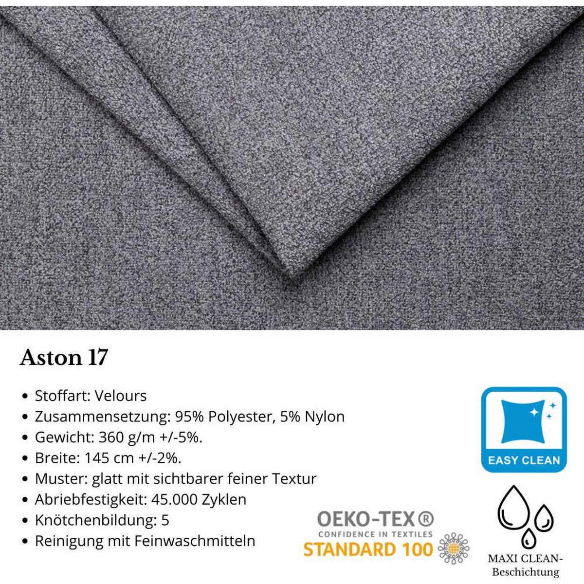 WOHNLANDSCHAFT Draco U Grau - Silberfarben/Hellgrau, Textil/Metall (350/85/185cm) - Beautysofa