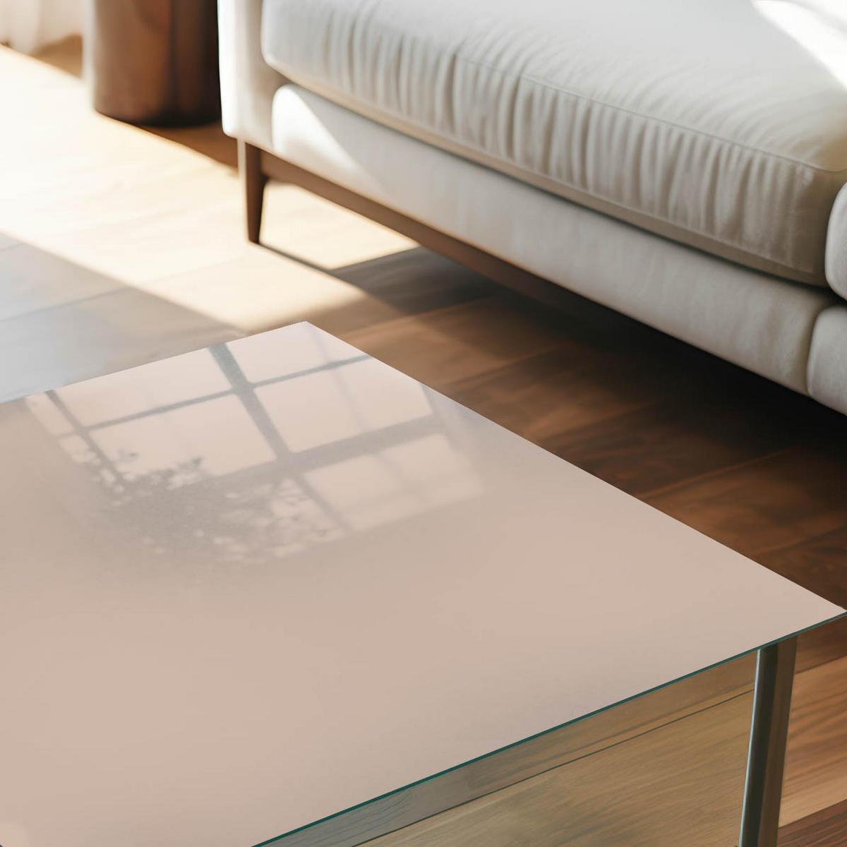 GLASPLATTE 80x60 cm – Warmes Beige - Blau, Glas (0.4/80/60cm) - ArtPrintCave