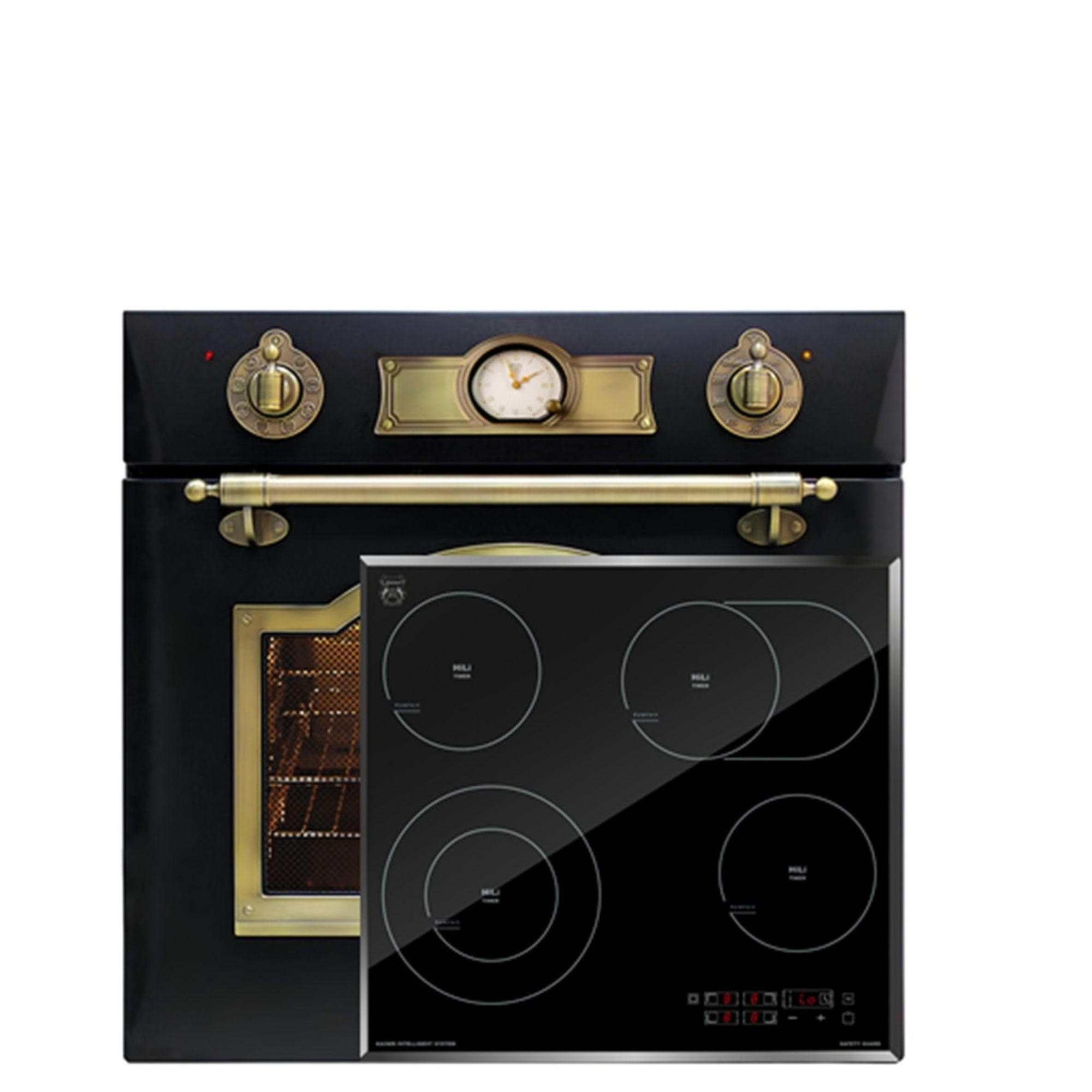 ELEKTRO-EINBAU- Backofen 60 cm EH 6355 Em+KCT 6115 F Glaskeramik Kochfeld 60cm - Schwarz, Metall (59.4/59.4/56.6cm) - Kaiser Küchengeräte