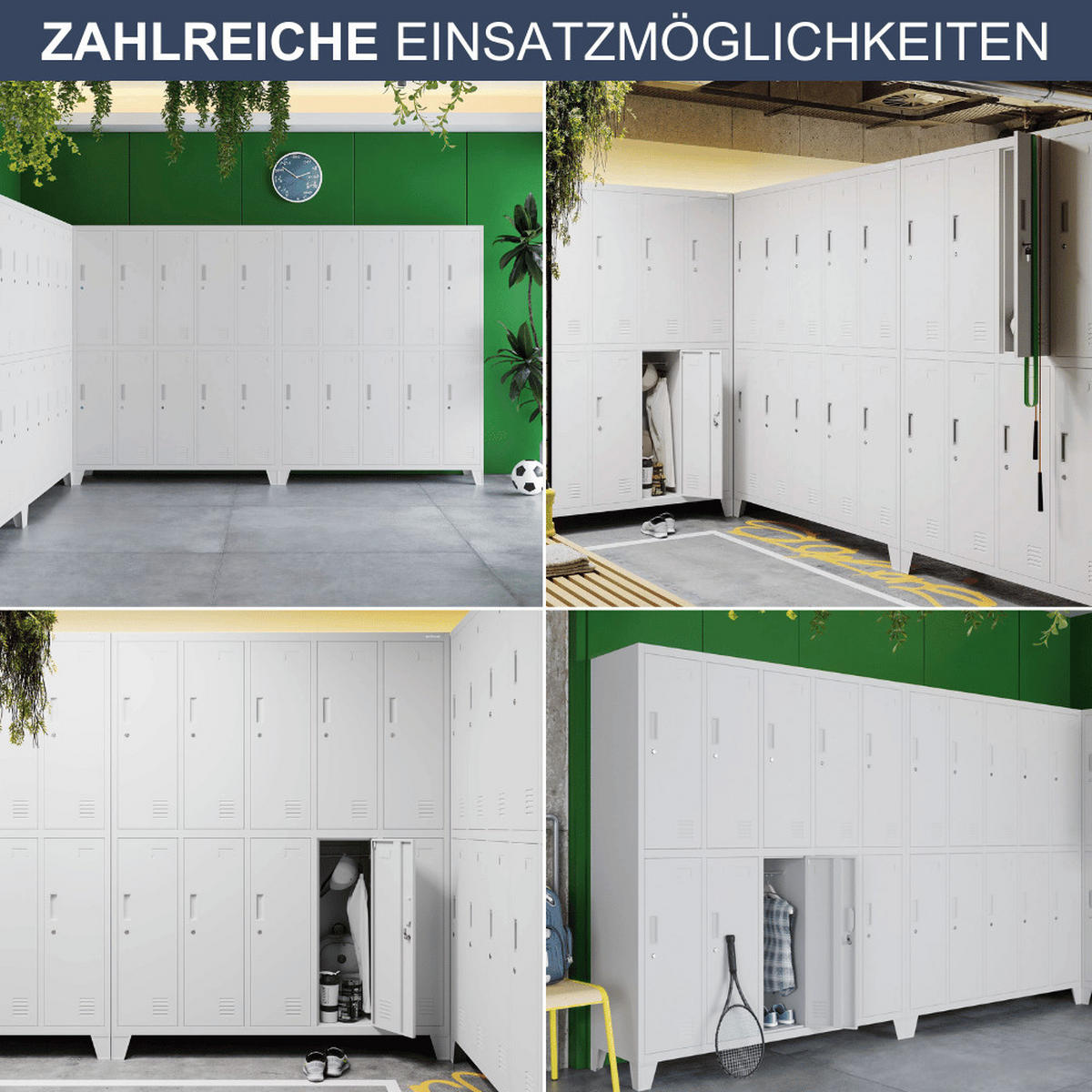 UMKLEIDESCHRANK Spind BERLIN 10 Abteile 172x136x45cm Grau - Grau, Metall (136/172/45cm) - DELUKE