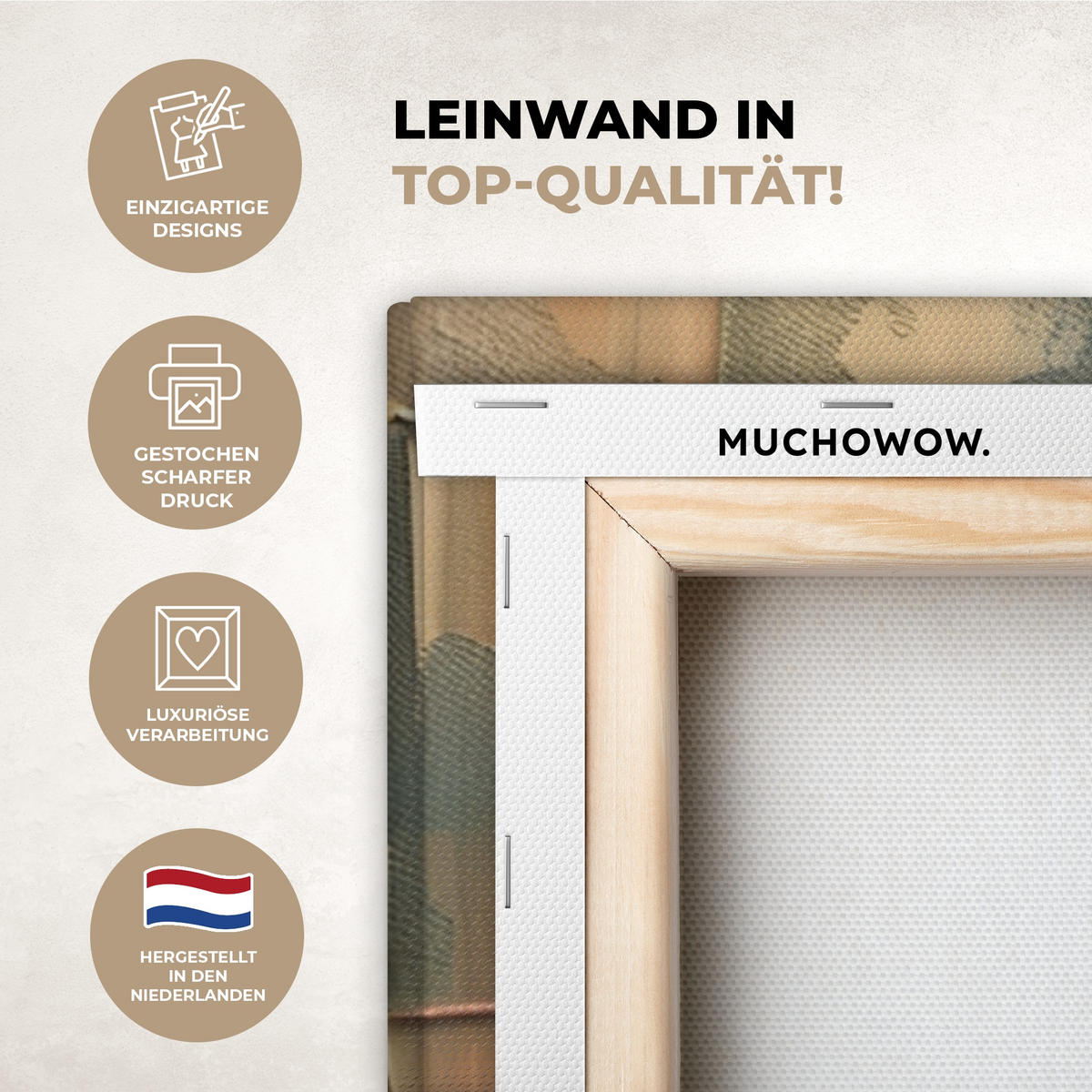 LEINWANDBILD Baum - Abstrakt - Natur - Kunst Deko Groß 90x90 cm - Goldfarben, Textil (90/90cm) - MuchoWow