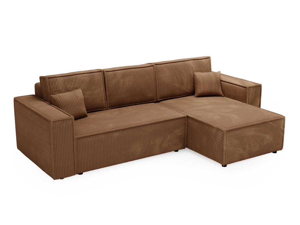 ECKSOFA Prato XL Braun - Schwarz/Braun, Holz/Kunststoff (280/170cm) - Graingold