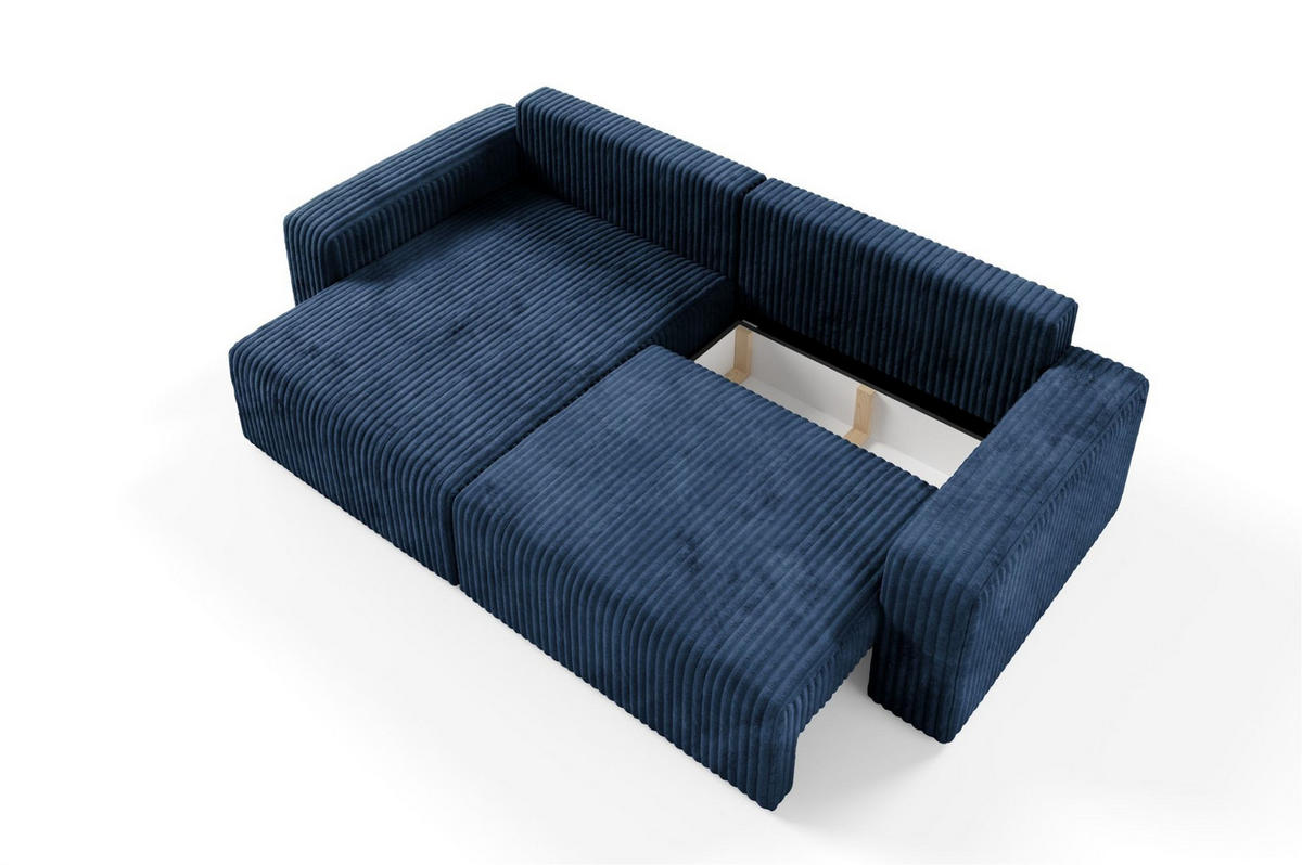 ECKSOFA Natalia - Dunkelblau, Holzwerkstoff/Textil (149/244cm) - Fun Möbel