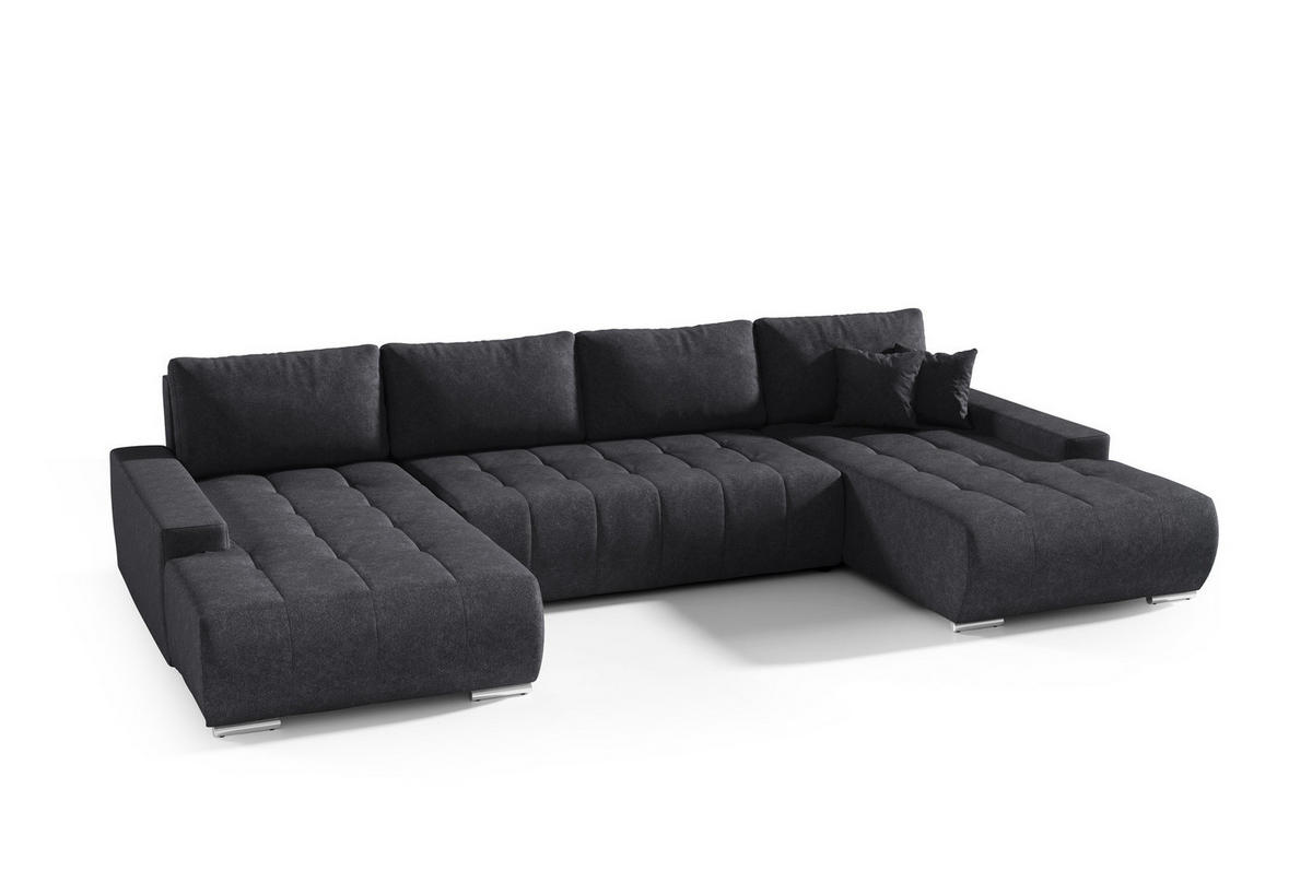 ECKSOFA U-Form für Wohnzimmer MONA Schwarz - Schwarz, Holzwerkstoff (350/85/185cm) - Compleo24