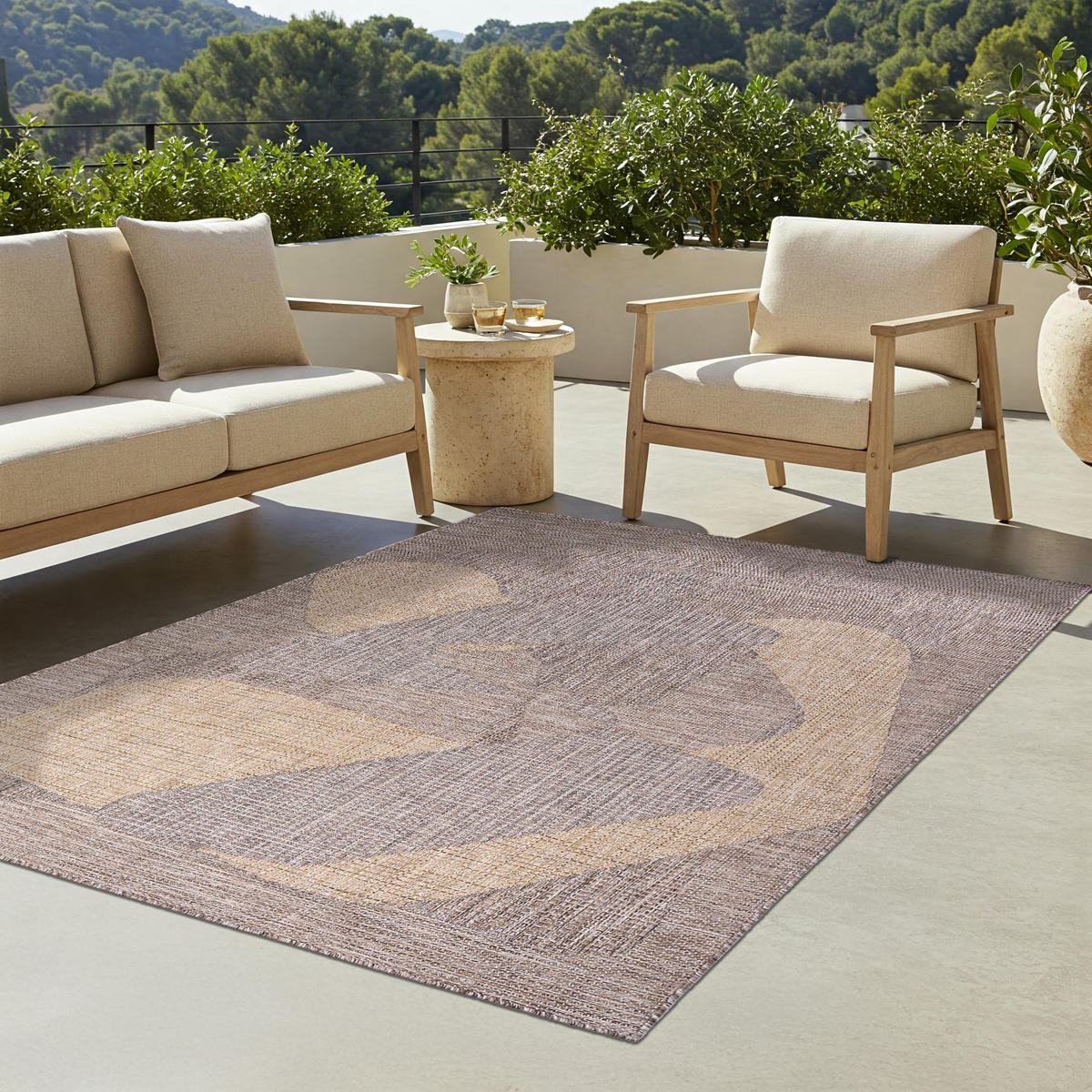 TAPISO YUCANA Braun Outdoor Teppich Flachgewebe 120/170 cm - Braun, Kunststoff (120/170cm) - Tapiso