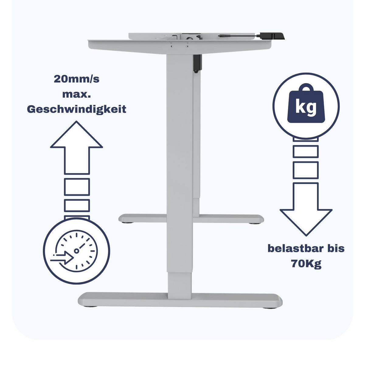 TISCHGESTELL HÖHENVERSTELLBAR UP30 silber - Grau, Metall (59/135/116cm) - Albatros