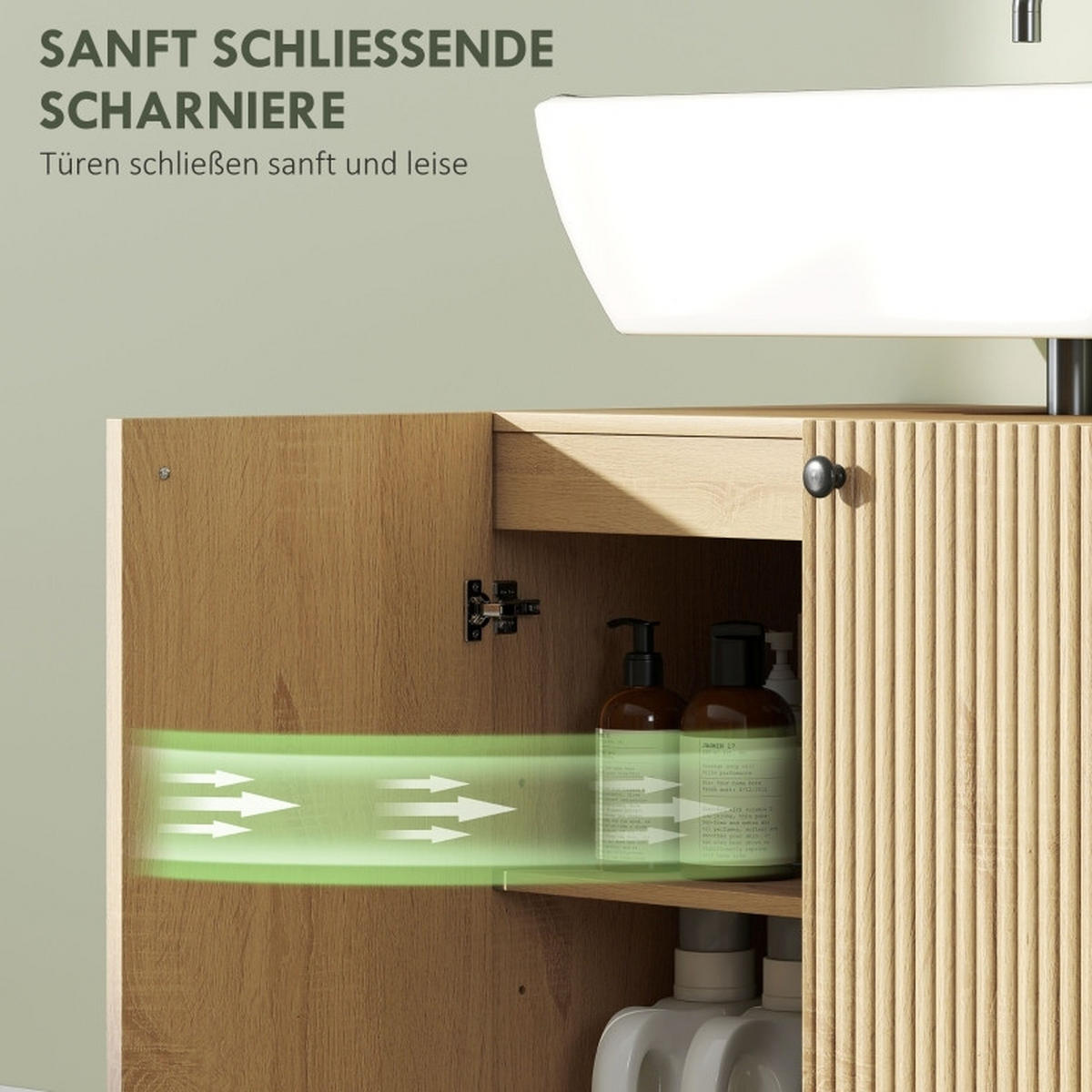 WASCHBECKENUNTERSCHRANK mit Rollen und Soft-Close Naturholz - Naturfarben, Holzwerkstoff (39.8/62/60cm) - Beauniv