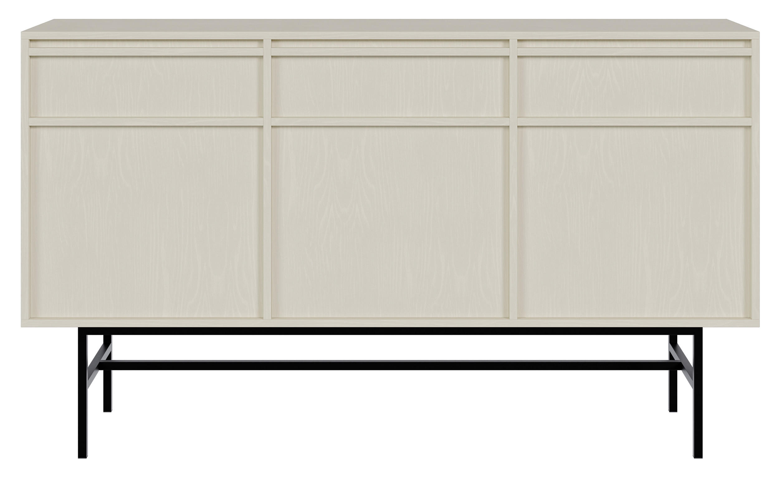 SIDEBOARD Evo Hellbeige mit Metallgestell 154 cm - Beige/Schwarz, Holzwerkstoff/Metall (154/89/39cm) - Selsey