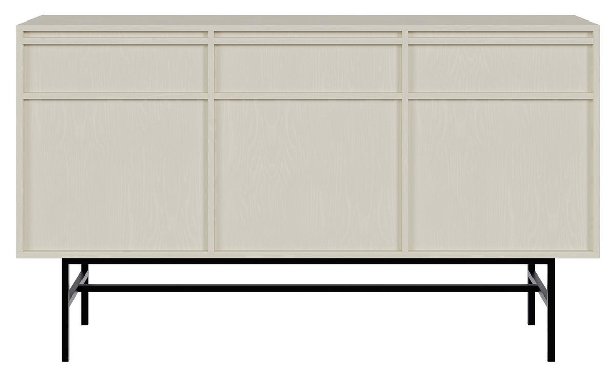 SIDEBOARD Evo Hellbeige mit Metallgestell 154 cm - Beige/Schwarz, Holzwerkstoff/Metall (154/89/39cm) - Selsey