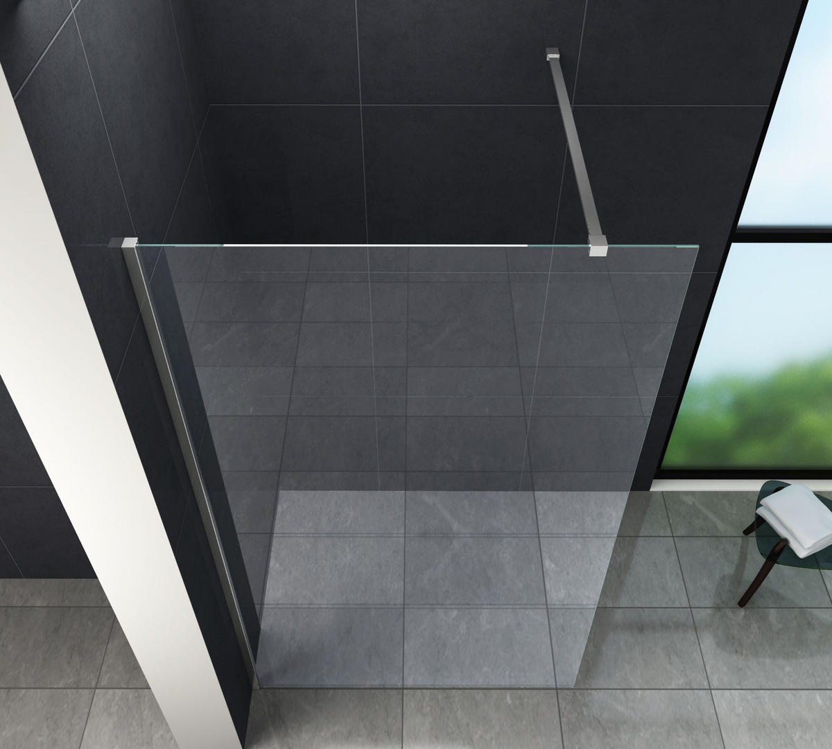 DUSCHWAND AQUOS Klar 120 x 200 cm 10 mm ESG - Klar, Glas (120/200cm) - Glasdeals