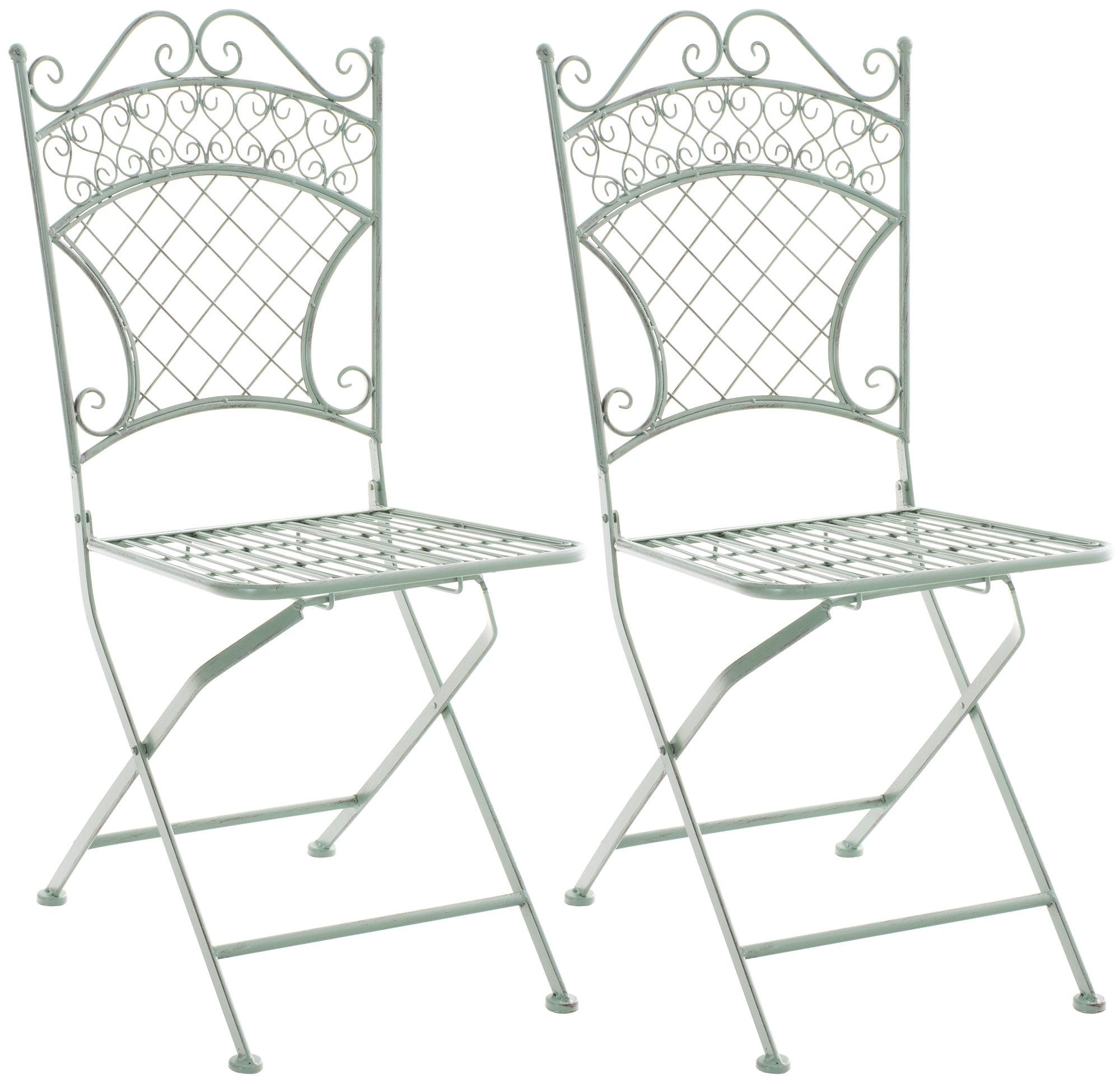 GARTENKLAPPSTUHL 2er Set Metall Antik-Grün - Grün, Metall (42/94/40cm) - CLP