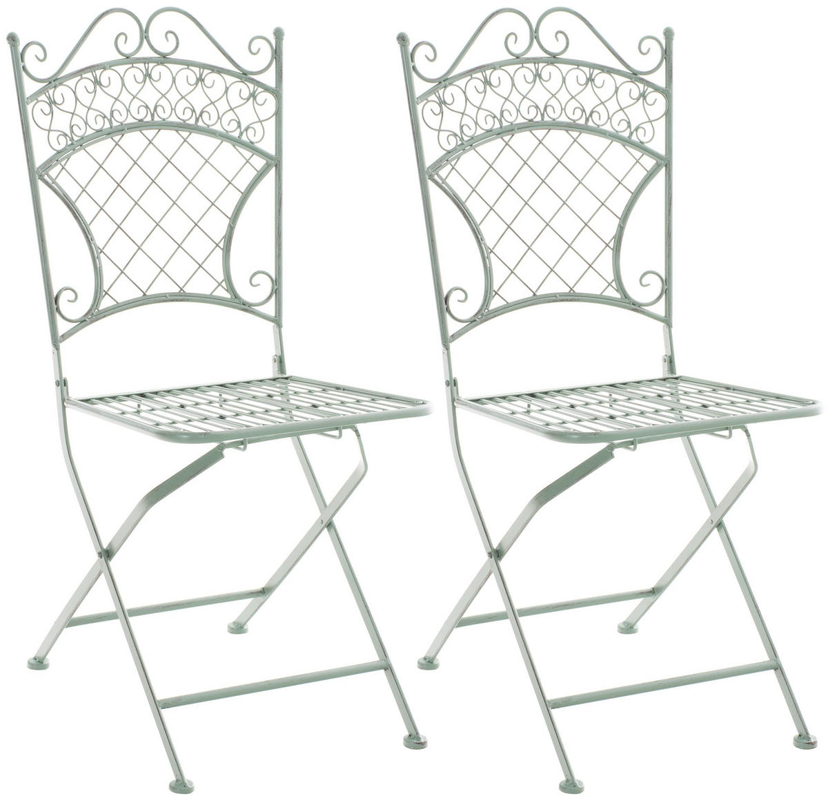 GARTENKLAPPSTUHL 2er Set Metall Antik-Grün - Grün, Metall (42/94/40cm) - CLP