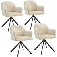 DREHSTUHL 4er Set Lona 56 x 59 x 81 cm crème/schwarz - Creme/Schwarz, Textil (56/81/59cm) - tectake