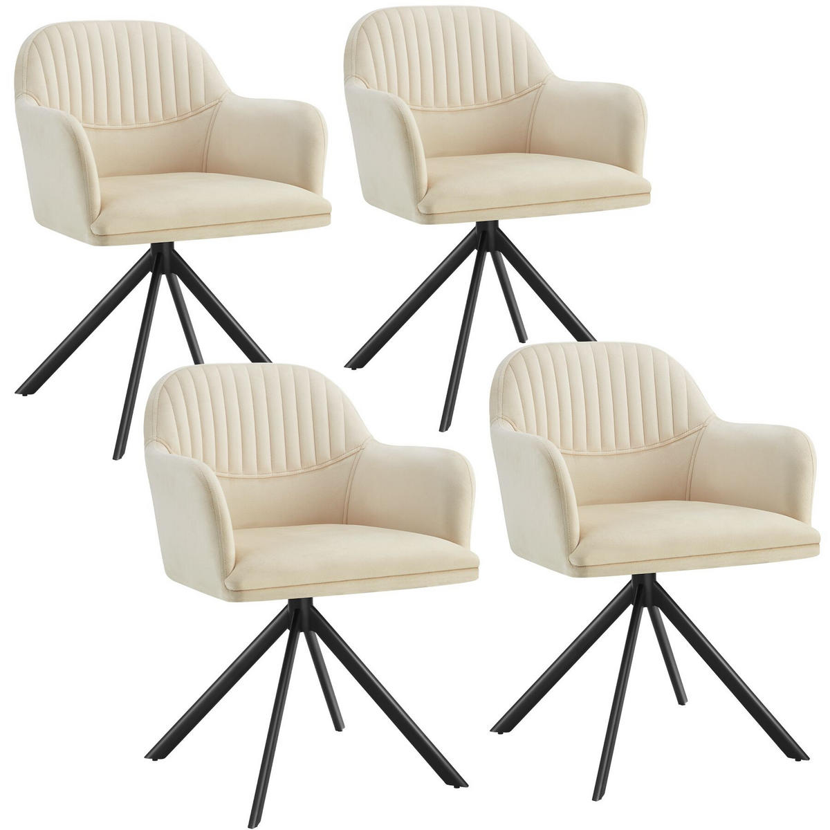DREHSTUHL 4er Set Lona 56 x 59 x 81 cm crème/schwarz - Creme/Schwarz, Textil (56/81/59cm) - tectake