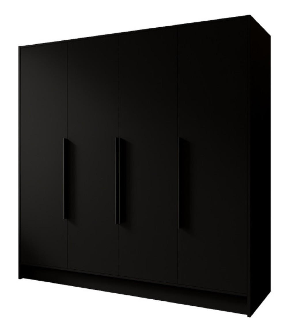 SCHRANK Schwarz ORTO 200 G Glatt Mit Schwarzen Griffen - Schwarz, Holzwerkstoff (200/200/51cm) - Sepro Meble