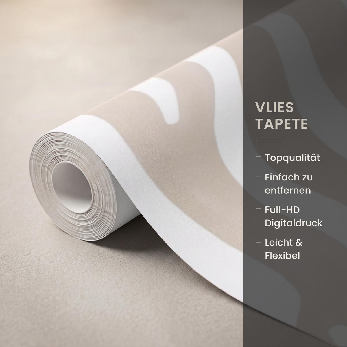 TAPETE - Abstrakt - Zebra - Beige - 220x200 cm - Beige, Papier (220/200cm) - OnlyWow