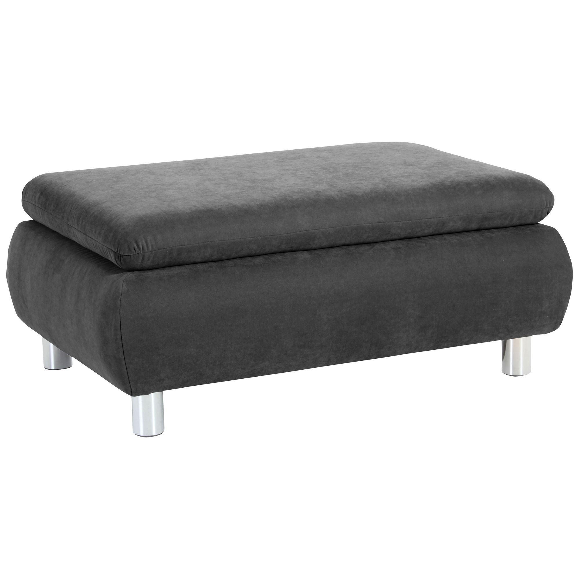 HOCKER Kaye Bezug Veloursstoff Metallfuß verchromt / anthrazit - Anthrazit, Kunststoff (90/43/60cm) - 58aufmkessel