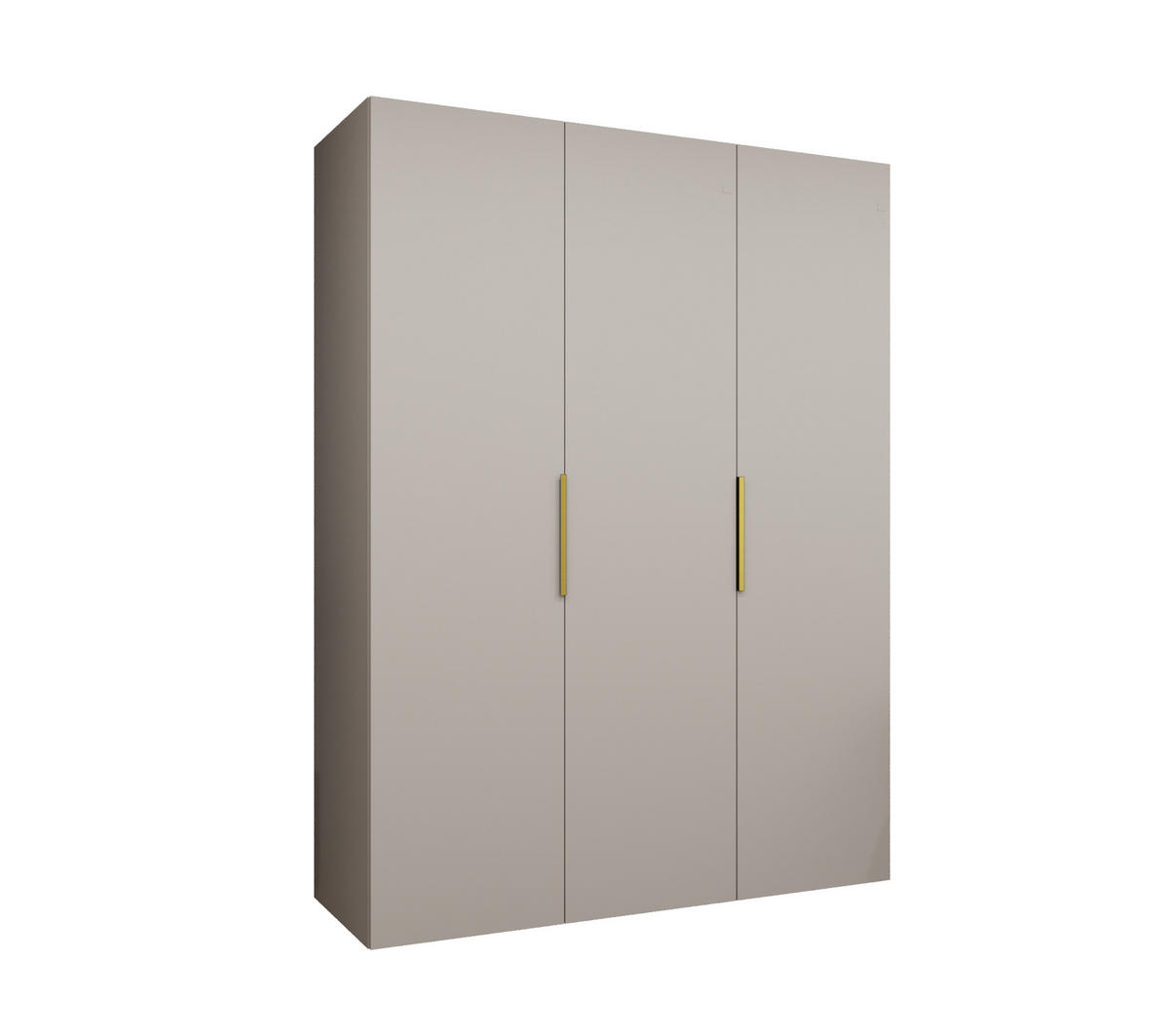 DREHTÜRENSCHRANK 202/150/52 3-türig - Kaschmir/Goldfarben, Holz (150/202/52cm) - MÖBEL KRYSPOL