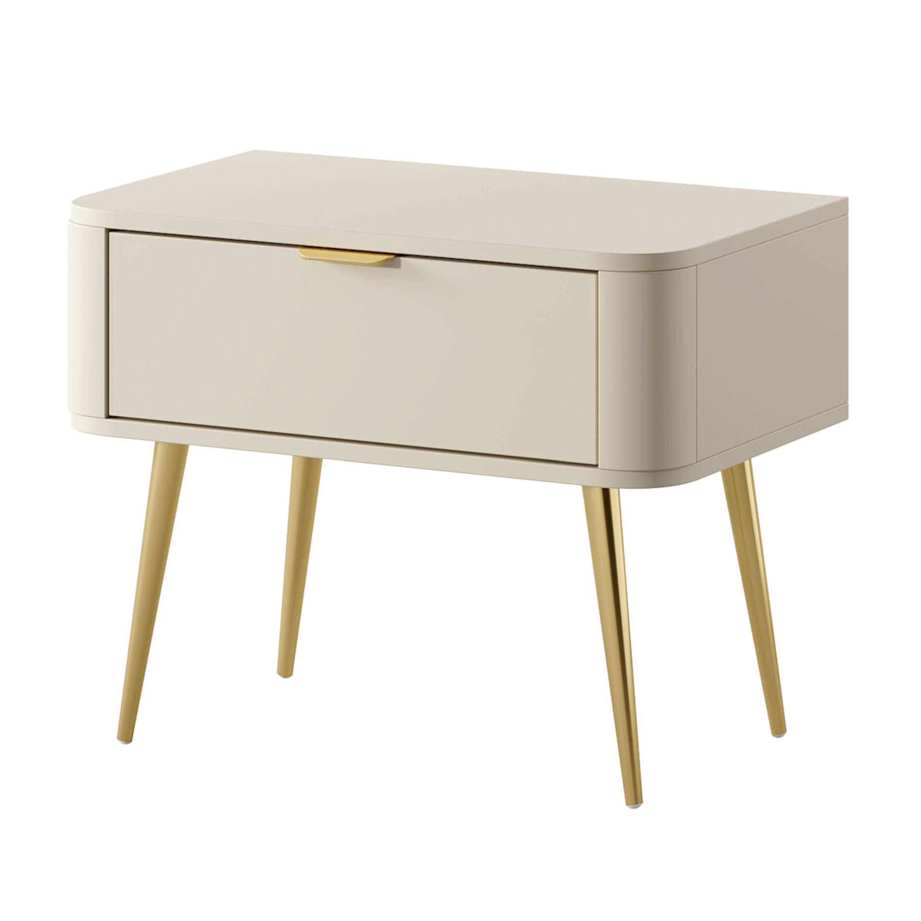 NACHTTISCH Oval Beige 63 cm - Beige/Goldfarben, Holzwerkstoff/Metall (62.6/49.2/38cm) - Selsey