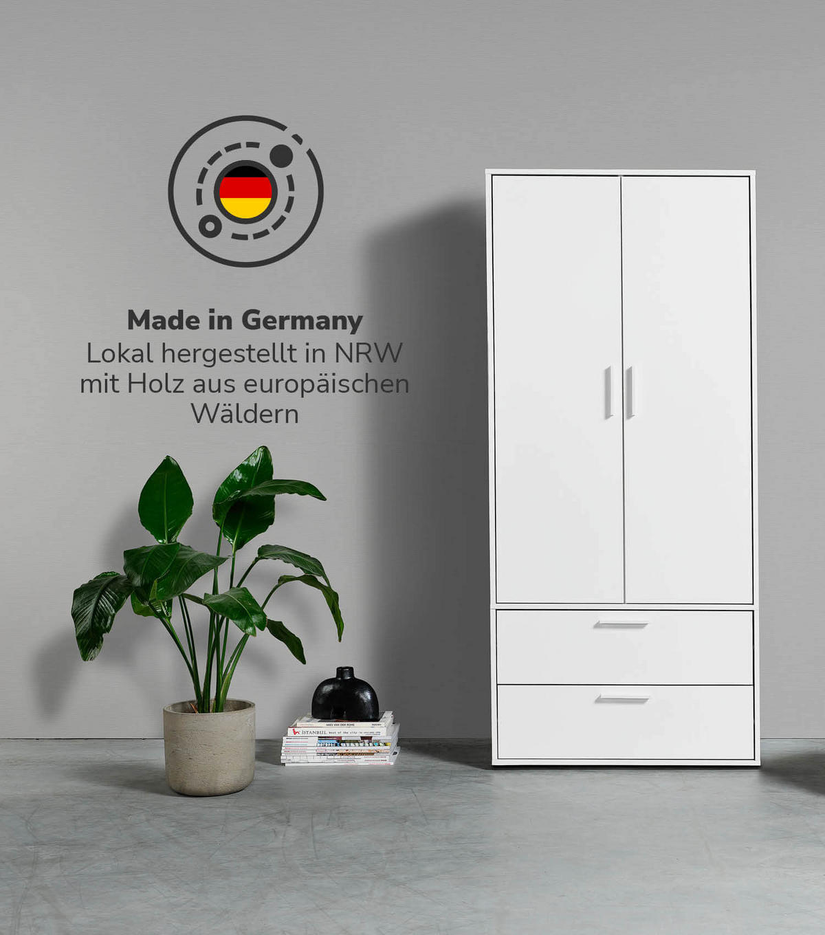 KLEIDERSCHRANK Der Kleiderheld - Weiß, Holzwerkstoff (80/180/51cm) - Mokebo