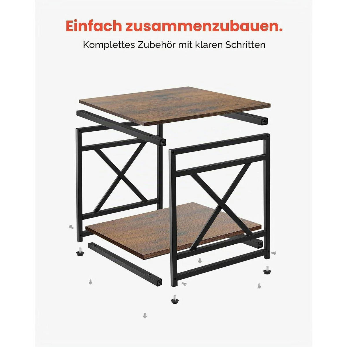 BEISTELLTISCH 2-stufig Braun Schwarz 45,7 x 45,7 x 51 cm - Braun, Metall (45.7/45.7/51cm)