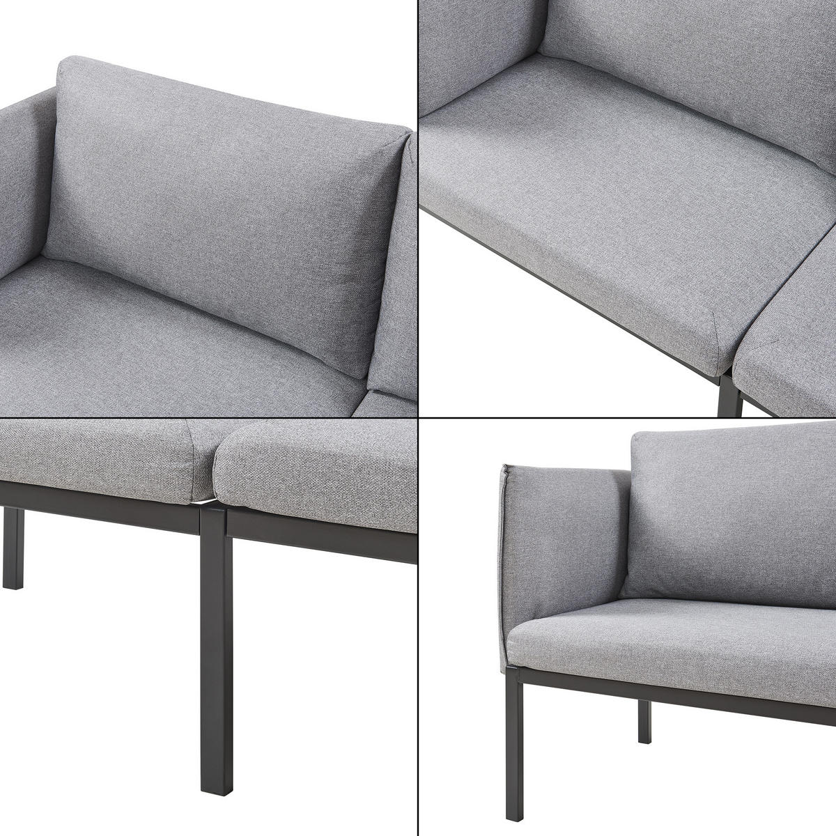 DVOUSEDÁK Kamar - šedá, kov/dřevo (158/69/63.5cm) - [en.casa]