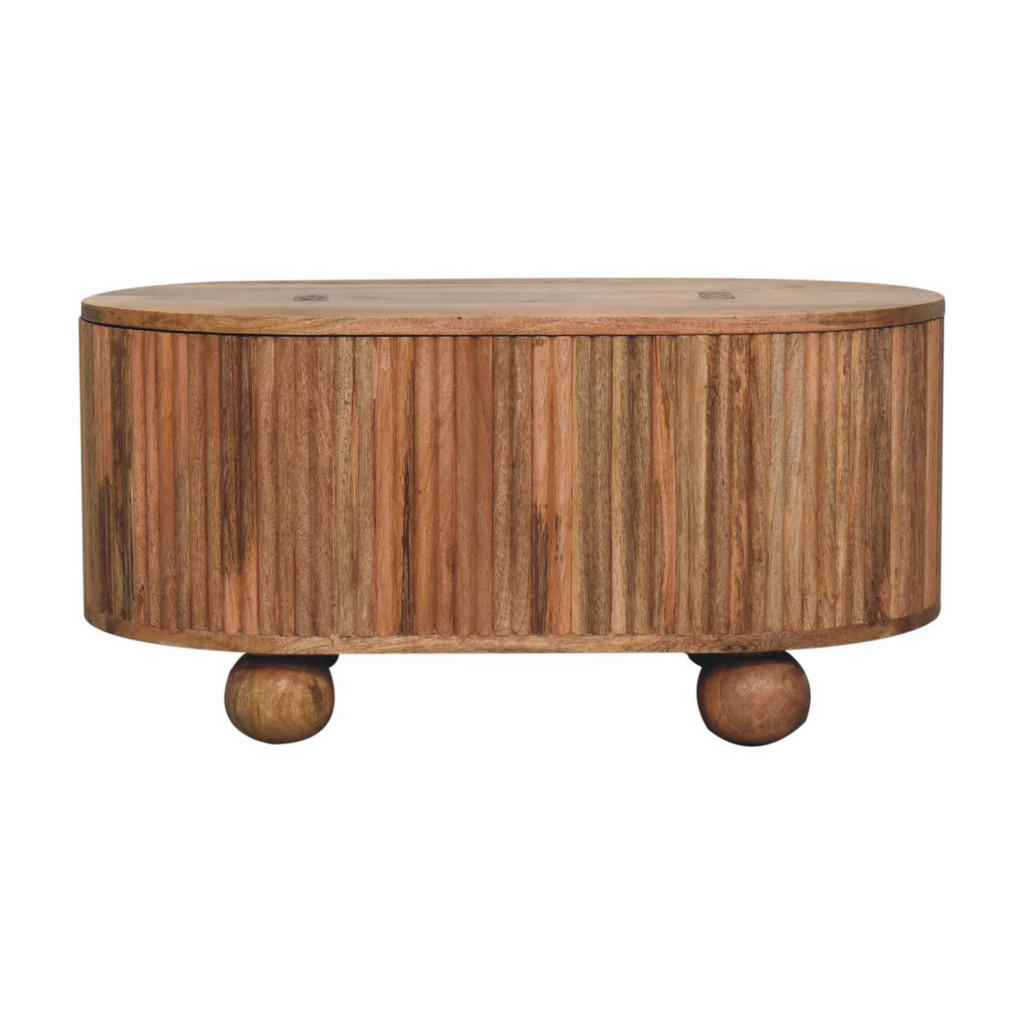 Artisan Furniture TV NÁBYTEK Zakřivená hrana, otevřená přihrádka a mosazné akcenty, černý