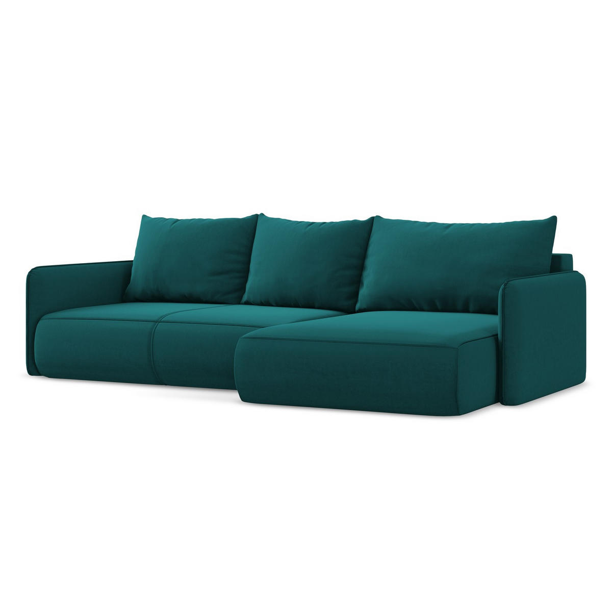 ECKSOFA mit Schlaffunktion Samt Stoff Blau - Blau/Petrol, Kunststoff/Textil (240/148cm) - LaMiaSofa