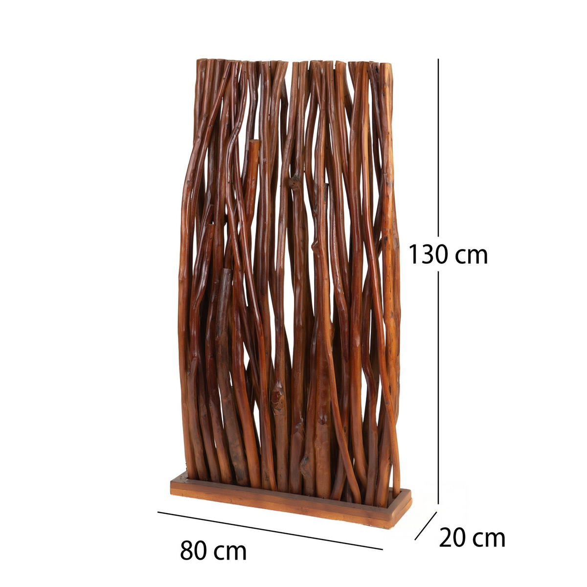 RAUMTEILER Tekea Teakholz naturfarben - Braun, Holz (80/130/20cm) - DESIGN DELIGHTS