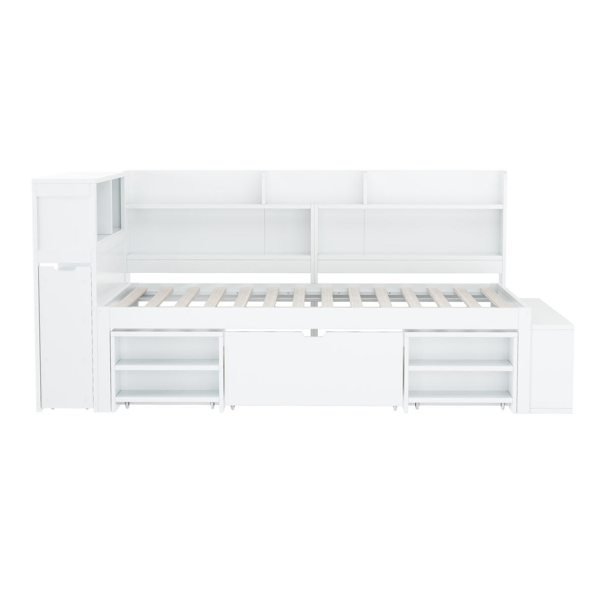 KINDERBETT 90x200cm Weiß Mit Schubladen Bücherregal & Schrank - Weiß, Holzwerkstoff (90/200cm) - FLIEKS