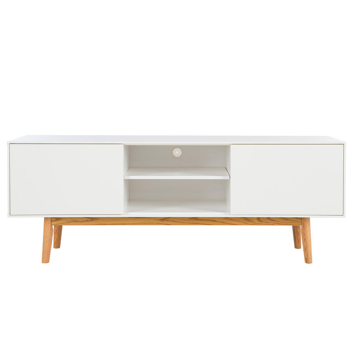 TV-LOWBOARD - Eichefarben/Weiß, Holzwerkstoff (160/59/40cm) - home24