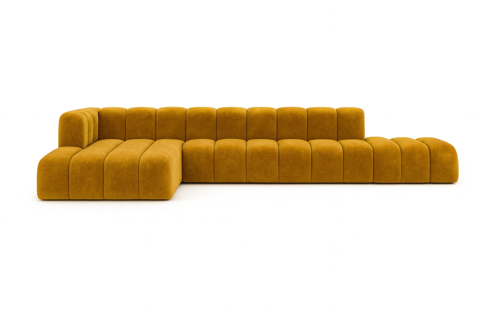 ECKSOFA Mit Hocker GRAND L, Stoff Salvador, Gelb, Links - Gelb, Holz (386/179cm) - Kaiser Möbel