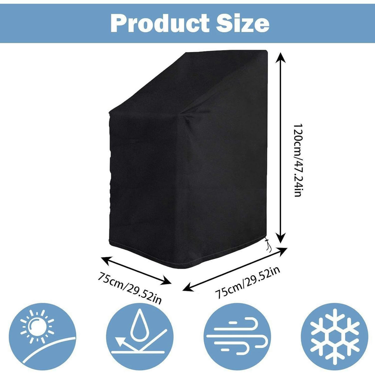 GARTENSTUHL Abdeckung 2-teiliges Set 75 x 75 x 120 cm Wasserdicht - Schwarz, Textil (75/75/80cm)