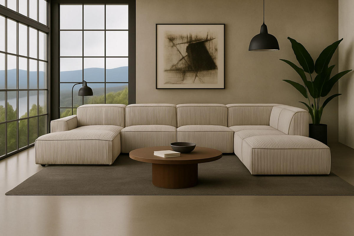 ECKSOFA Cursal V, Stoff Poso, Beige, Rechts - Beige, Holz (364/262cm) - Kaiser Möbel