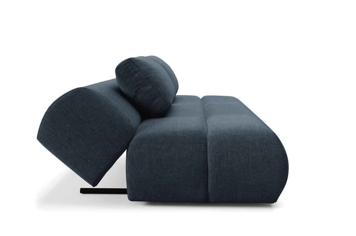 BETTSOFA ATOMO Blau Chenille-Stoff mit Schlaffunktion - Blau, Holz (217/82/134cm) - MASSENO