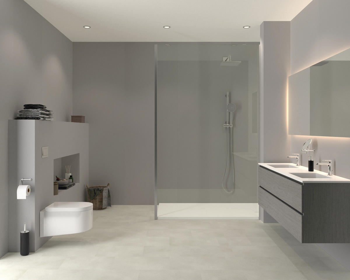 AQUA-STEP- ALL IN ONE - Wasserdichte Wandpaneele und Bodenpaneele für Badezimmer - Weiß - 6 Paneele (2,34m²) - Weiß, Kunststoff (122/32/0.45cm) - Aqua-Step® 