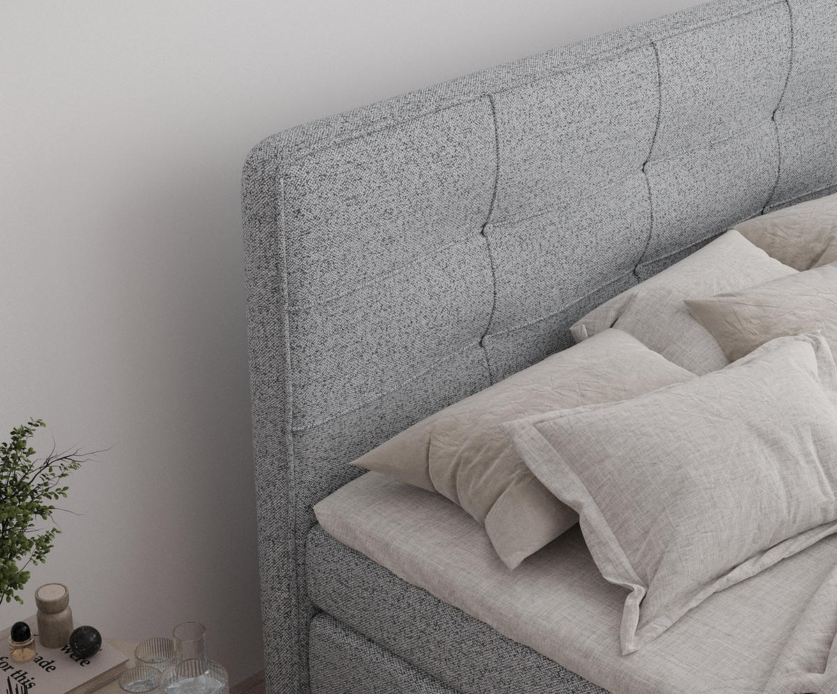 BOXSPRINGBETT Semplice Grau 200/200 cm - Schwarz/Grau, Holz/Holzwerkstoff (200/200cm) - Maison de Reve
