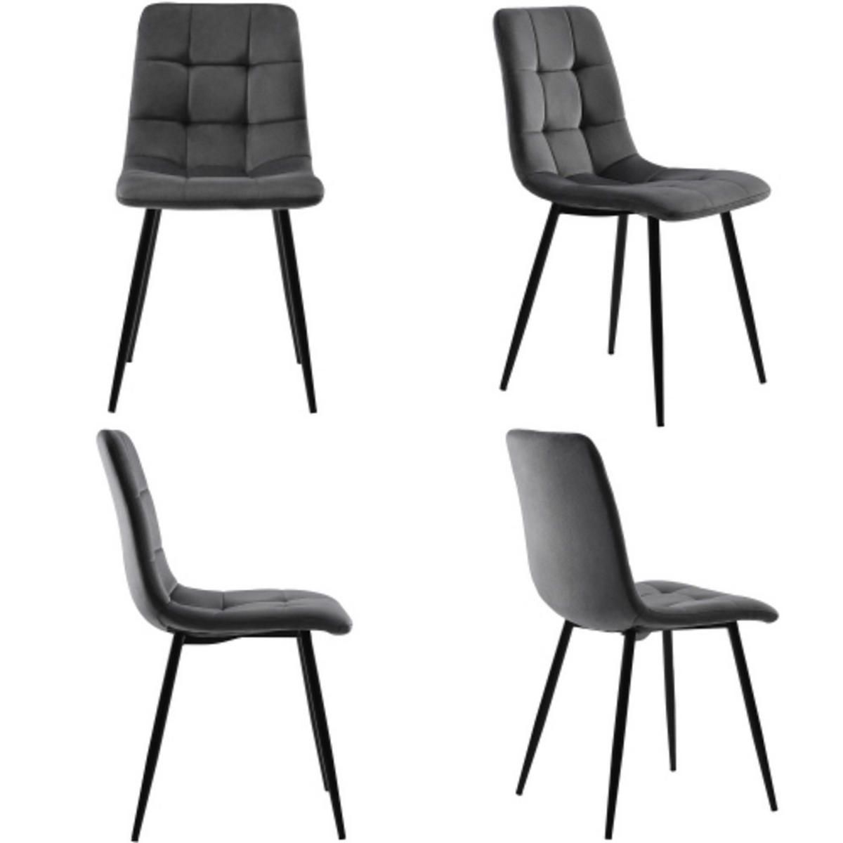 ESSZIMMER-SET 5-teilig mit Küchentisch 120x70 und vier grauen Samtstühlen für Küche und Wohnbereich, weiß-grau - Grau, Holzwerkstoff (70/74/120cm) - Luhomfu