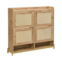 SCHUHKIPPER DE-37644 108,5/24/100 cm mit Rattan-Türen Holzfarbe - Naturfarben, Holzwerkstoff (108.5/100/24cm) - ComfortXL