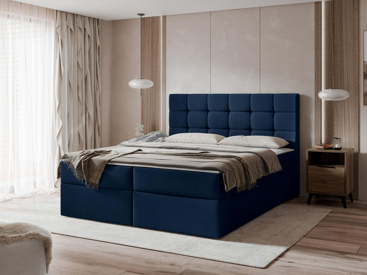 BOXBETT Luanda - H3 - Blau, Holzwerkstoff/Textil (180/200cm) - MIRJAN24