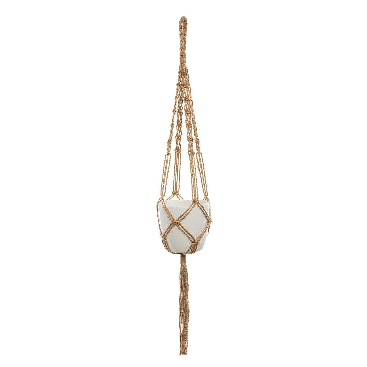 BLUMENTOPF auf Schnur rund 11,5/75 cm weiß - Weiß, Stein (11.5/75cm) - Atmosphera Createur d´interieur