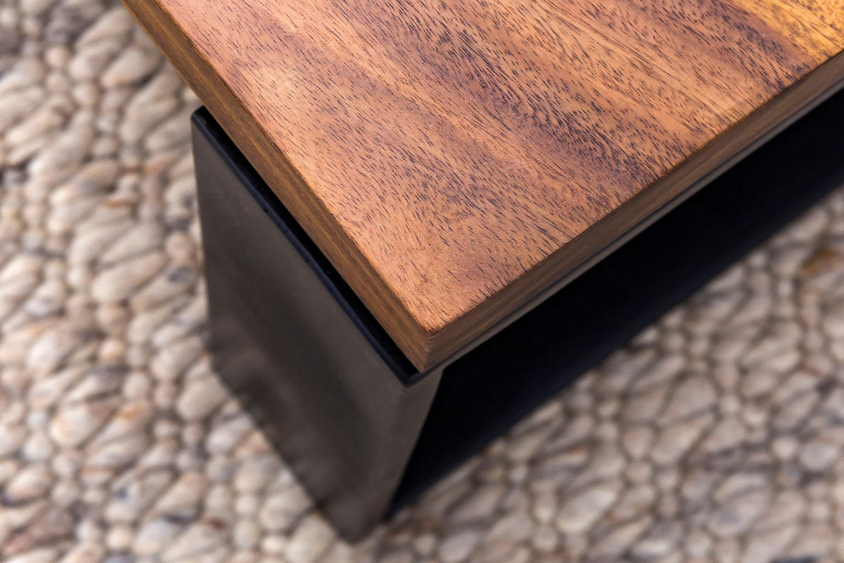 COUCHTISCH aus Holz und Metall, Industriedesign, Einzigartige Maserung, 115x60x35 cm - Schwarz/Braun, Holz/Metall (60/115/35cm) - KADIMA DESIGN