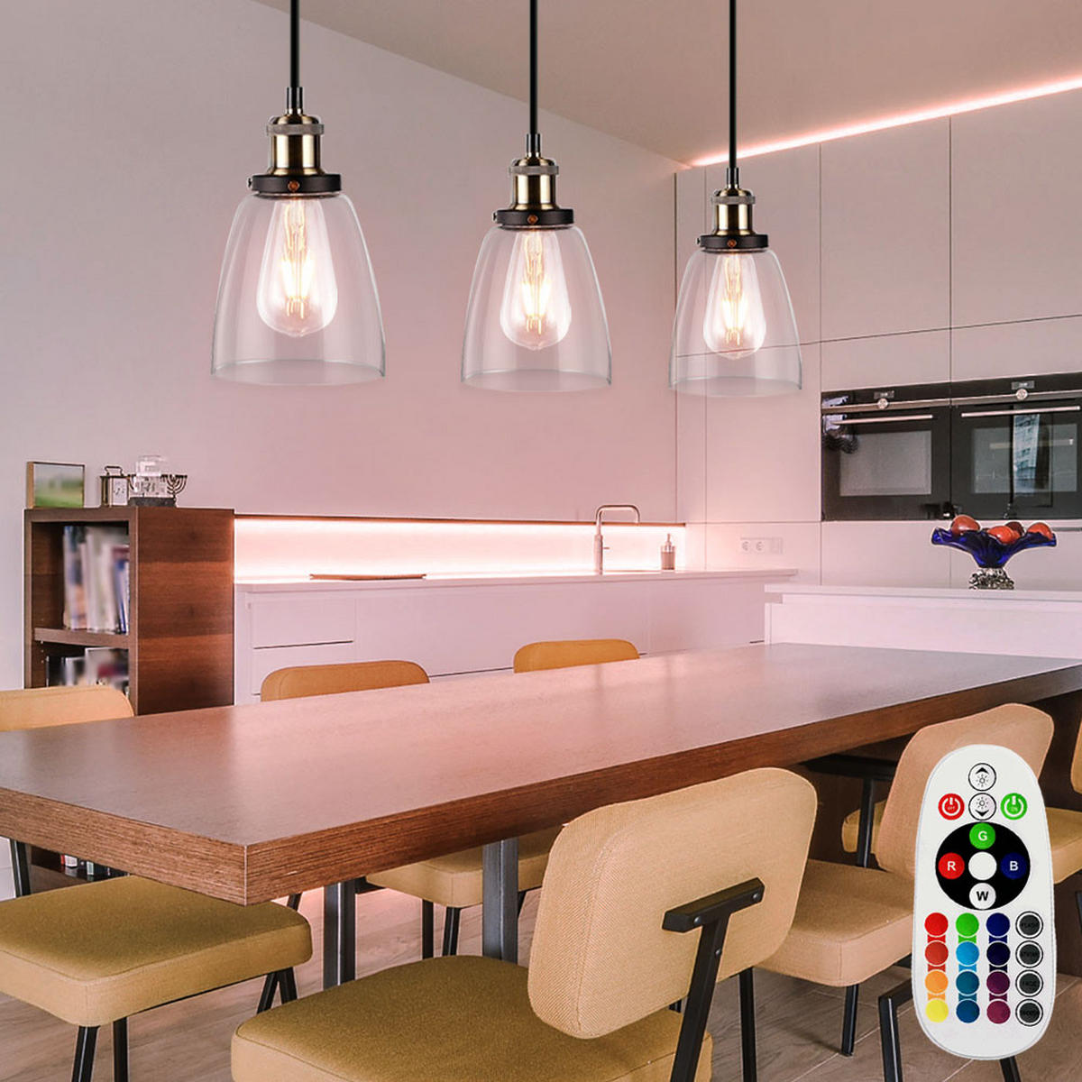 LED HÄNGELEUCHTE Glas Schwarz - Schwarz, Glas (14/24/113cm)