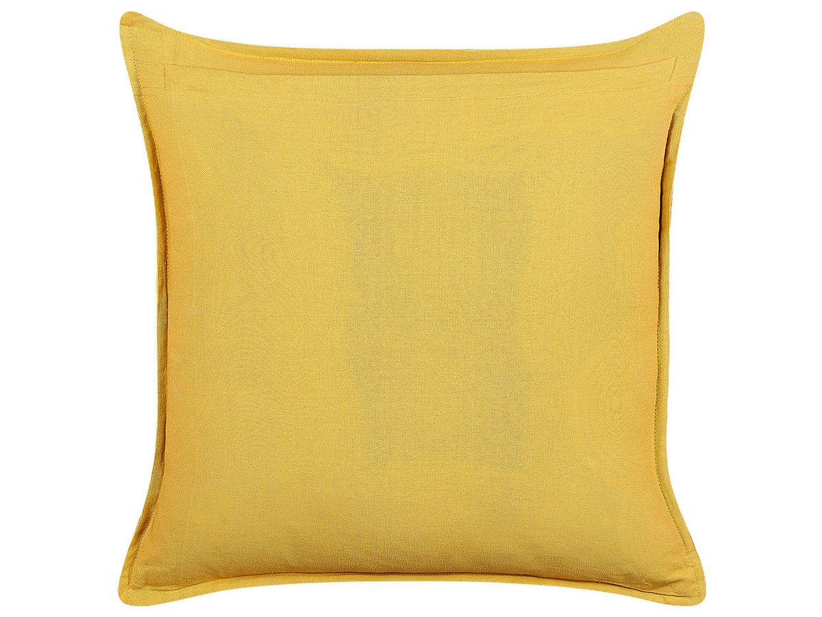 SAMTKISSEN 2er-Set Senfgelb 45/45 cm Rapis - Dunkelgelb, Textil (45/45cm) - Beliani