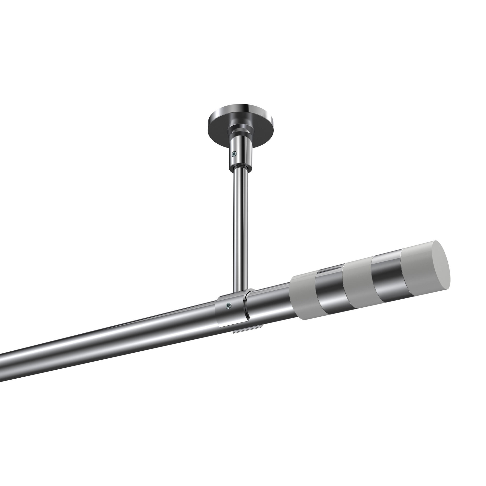 GARDINENSTANGEN-SET Sonette Mavell 100 cm, 1-läufig, 20 mm Ø Chrom - Chromfarben/Weiß, Metall (100cm) - INTERDECO