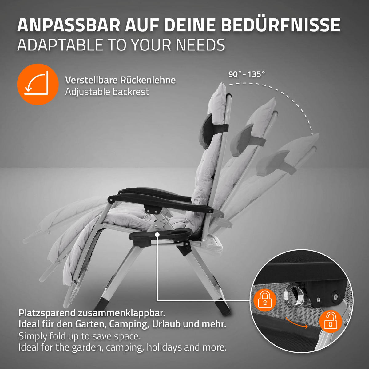 SONNENLIEGE grau - Grau, Metall (65/112/82cm) - Hauki