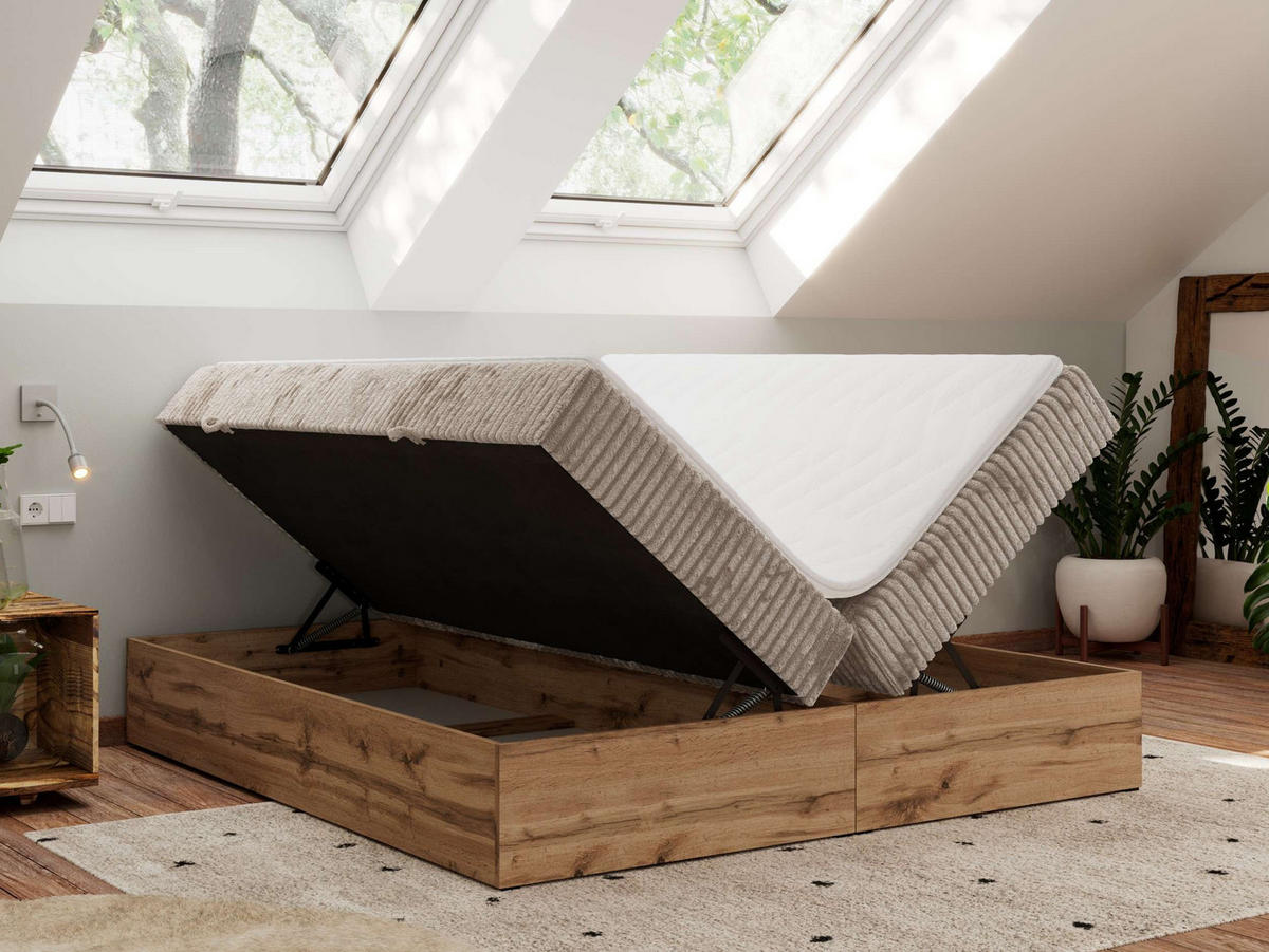 BOXBETT WOOD ZERO 140/200 - Hellbraun Cord - H4 - Topper T25 - světle hnědá, textil (140/200cm) - MKS