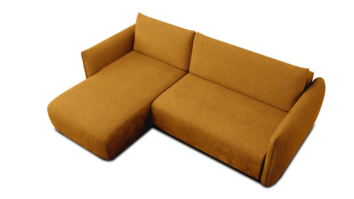 ECKSOFA TAUER 3-Sitzer rechts, safran - Gelb/Schwarz, Holz/Textil (248/173cm) - Courtois Laville